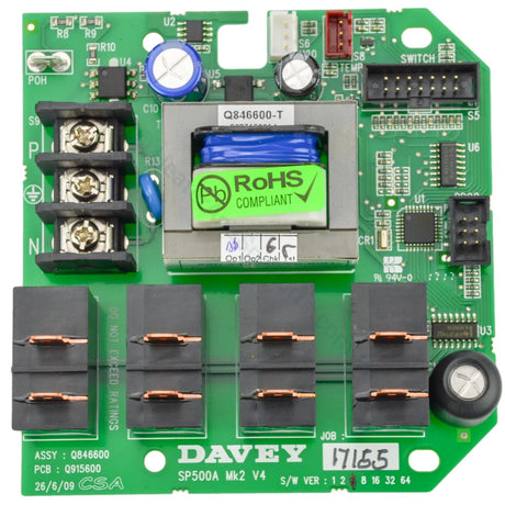 Davey SpaQuip Spa Power 500 54500 Circuit Board - SP500 MKII PCB - Heater and Spa Parts