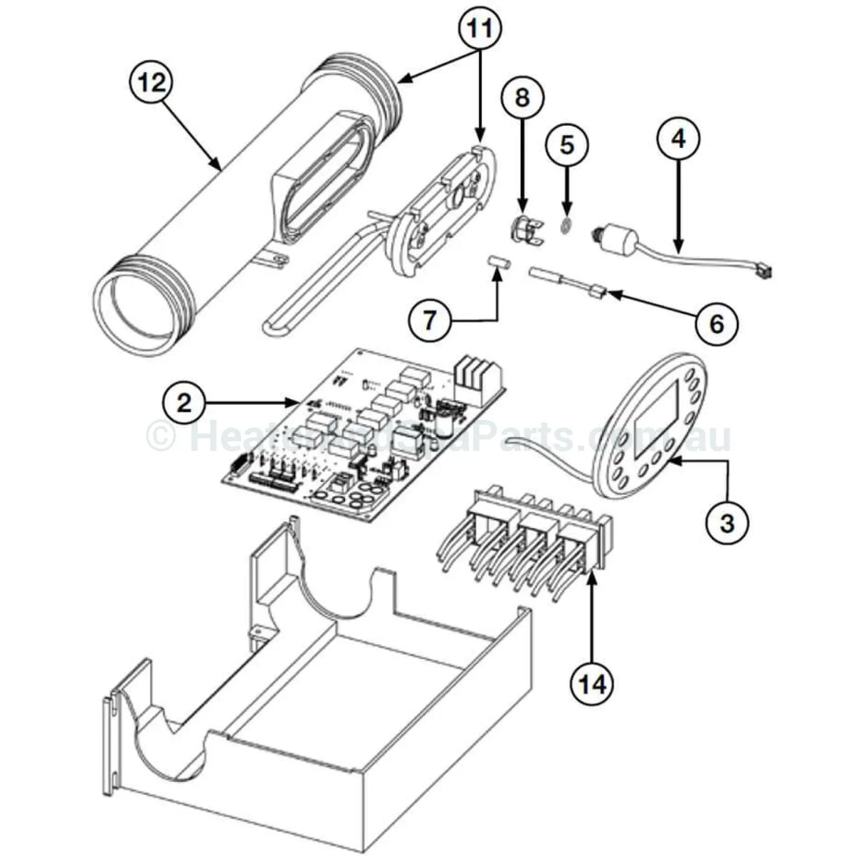 Davey Spaquip Spa Power 600/601/800 Heater Element Tube Assembly - 1.5kW/2.0kW/3.0kW- SP600 / SP601 - Heater and Spa Parts