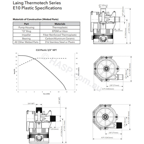 E10 Spa Circulation Pump - Itt Laing Xylem Goulds Thermotech Also Jacuzzi / Filtration Pumps