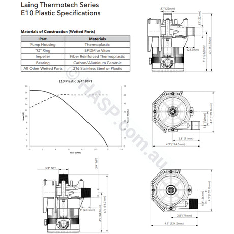 E10 Spa Circulation Pump - Itt Laing Xylem Goulds Thermotech Also Jacuzzi / Filtration Pumps