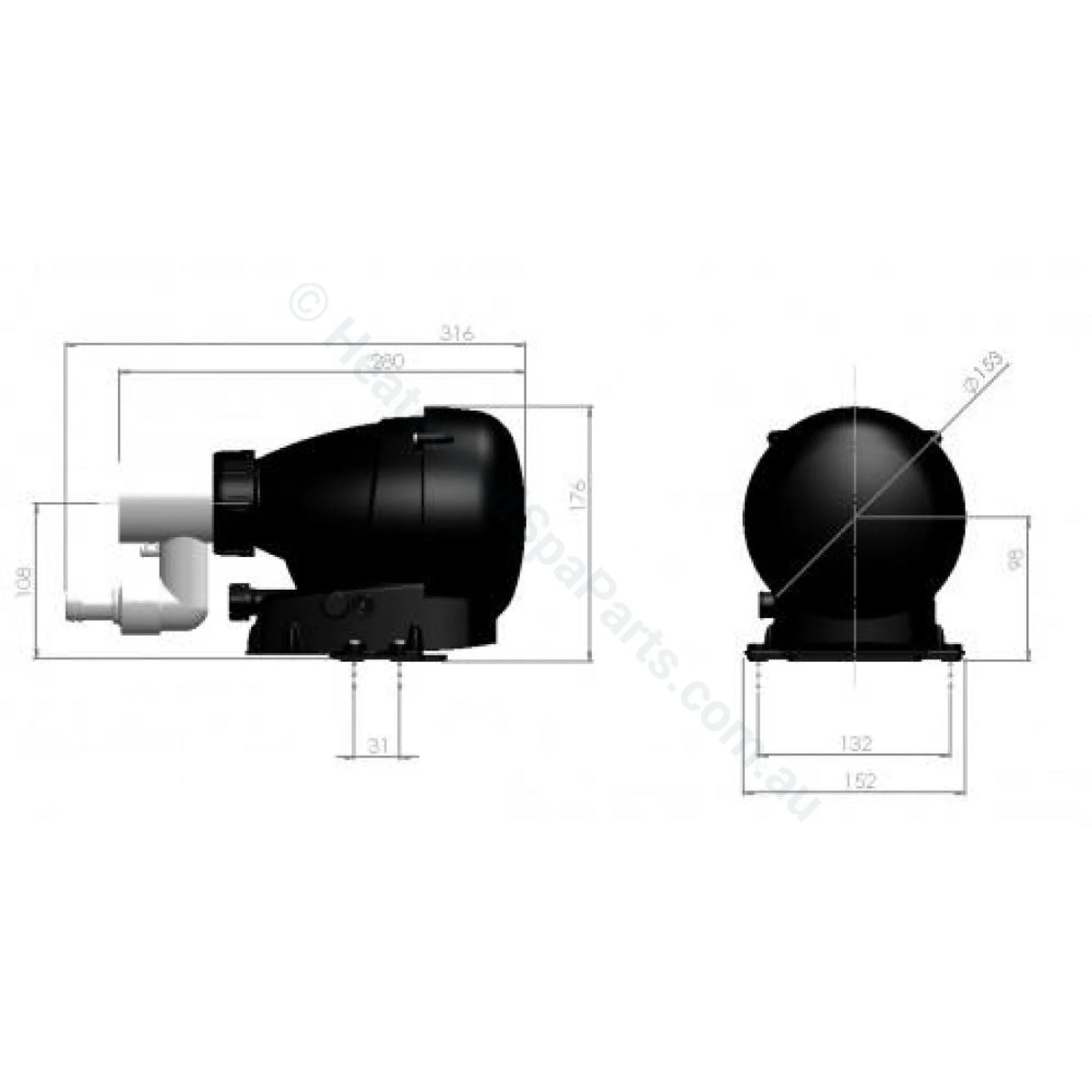 Edgetec Blower - with Eezi Air Touchpad - Heater and Spa Parts