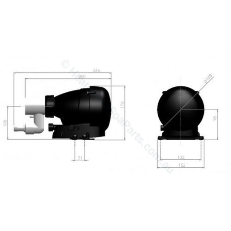 Edgetec Spa Bath Blower - in-built Air Switch - Heater and Spa Parts