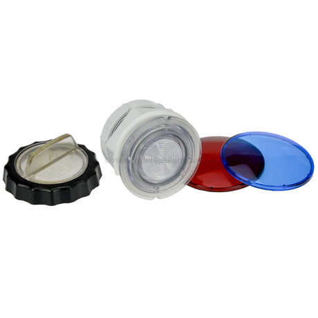 Front & Rear Access Light Fitting w/ Coloured Lenses - 65mm Hole / 82mm Diameter - Heater and Spa Parts