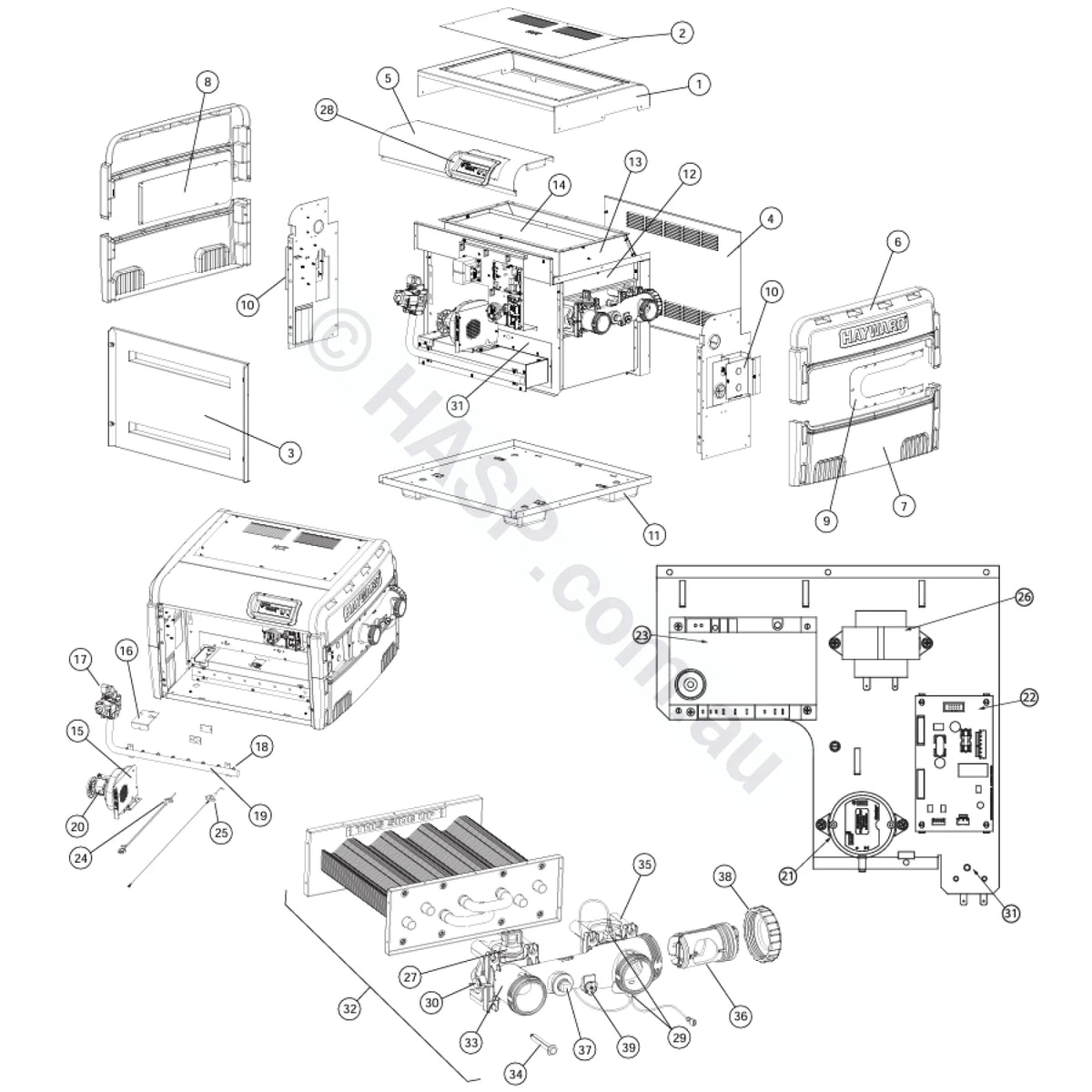 Hayward Gas Heater Parts List - H150FD H250FD H400FD