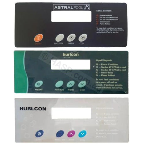 Hurlcon Astralpool MX HX JX WX Thermostat PCB Facia Label Decal Sticker - Heater and Spa Parts