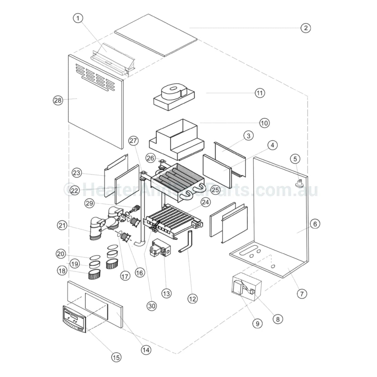 Hurlcon Astralpool JX 130 / JX 160 Wall-Mount Gas Heater Spare Parts - JX130/JX160 - Heater and Spa Parts