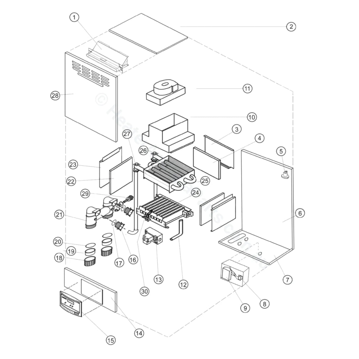 Hurlcon Astralpool JX 130 / JX 160 Wall-Mount Gas Heater Spare Parts - JX130/JX160 - Heater and Spa Parts