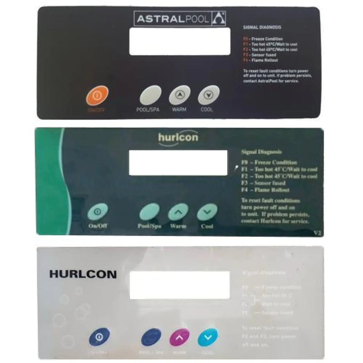 Hurlcon Astralpool MX HX JX WX Thermostat PCB Facia Label Decal Sticker - Heater and Spa Parts