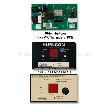 Hurlcon HX70 / HX120 / HX150 & WX - 70275HX Thermostat PCB - and Labels - Heater and Spa Parts