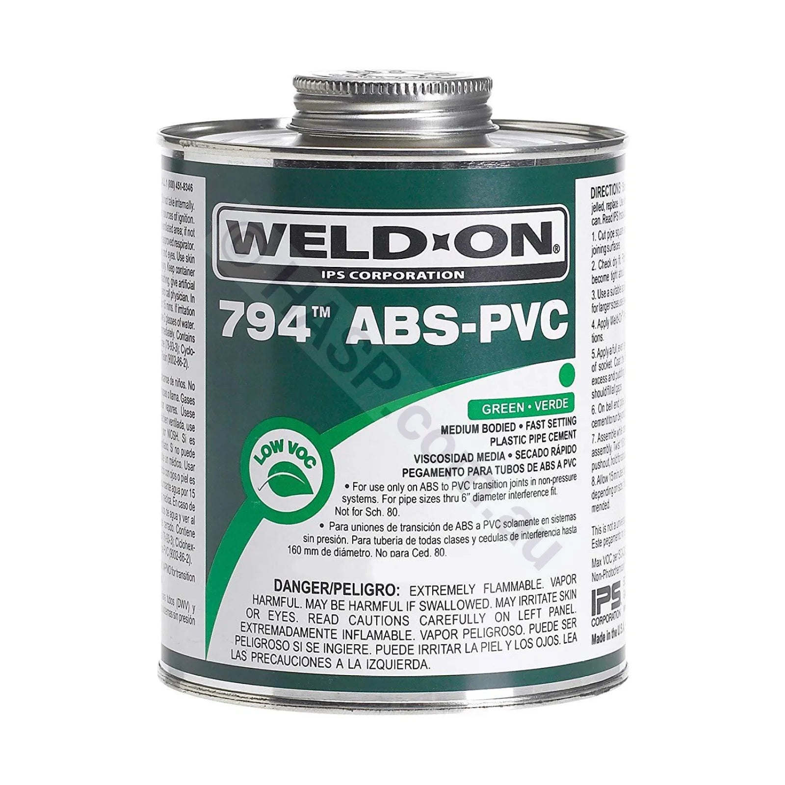 IPS Weldon 10275 Green 794 Medium-Bodied Transition ABS to PVC Plumbing Cement - Heater and Spa Parts