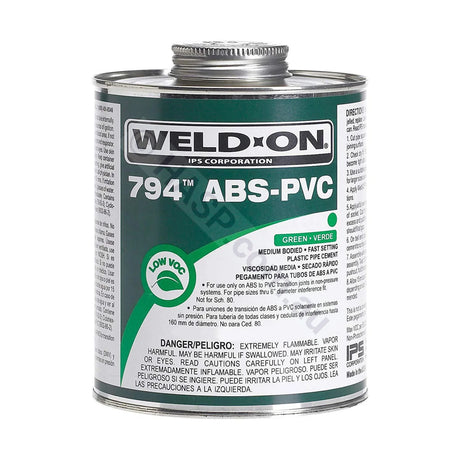 IPS Weldon 10275 Green 794 Medium-Bodied Transition ABS to PVC Plumbing Cement - Heater and Spa Parts