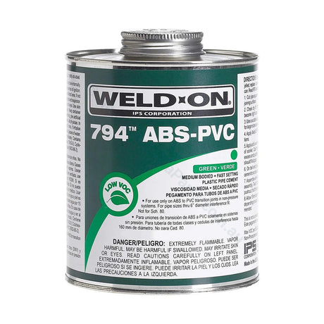 IPS Weldon 10275 Green 794 Medium-Bodied Transition ABS to PVC Plumbing Cement - Heater and Spa Parts