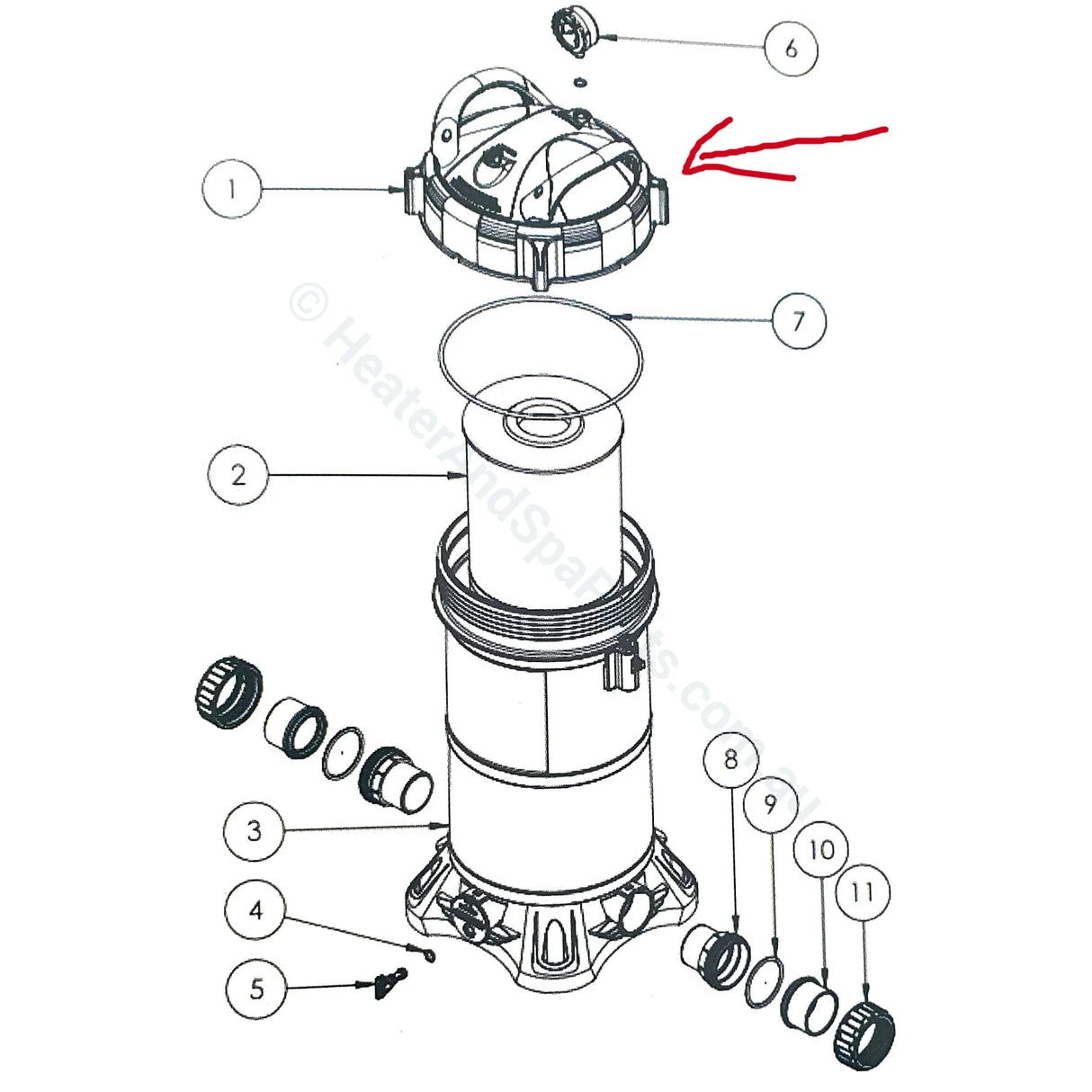 Lid for Astralpool ZX & Smart Cartridge Filters - Heater and Spa Parts