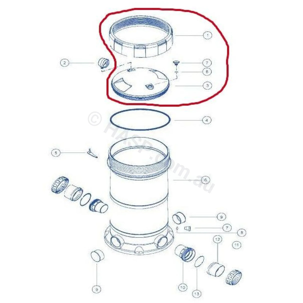 Lid for Astralpool ZX & Smart Cartridge Filters - Heater and Spa Parts
