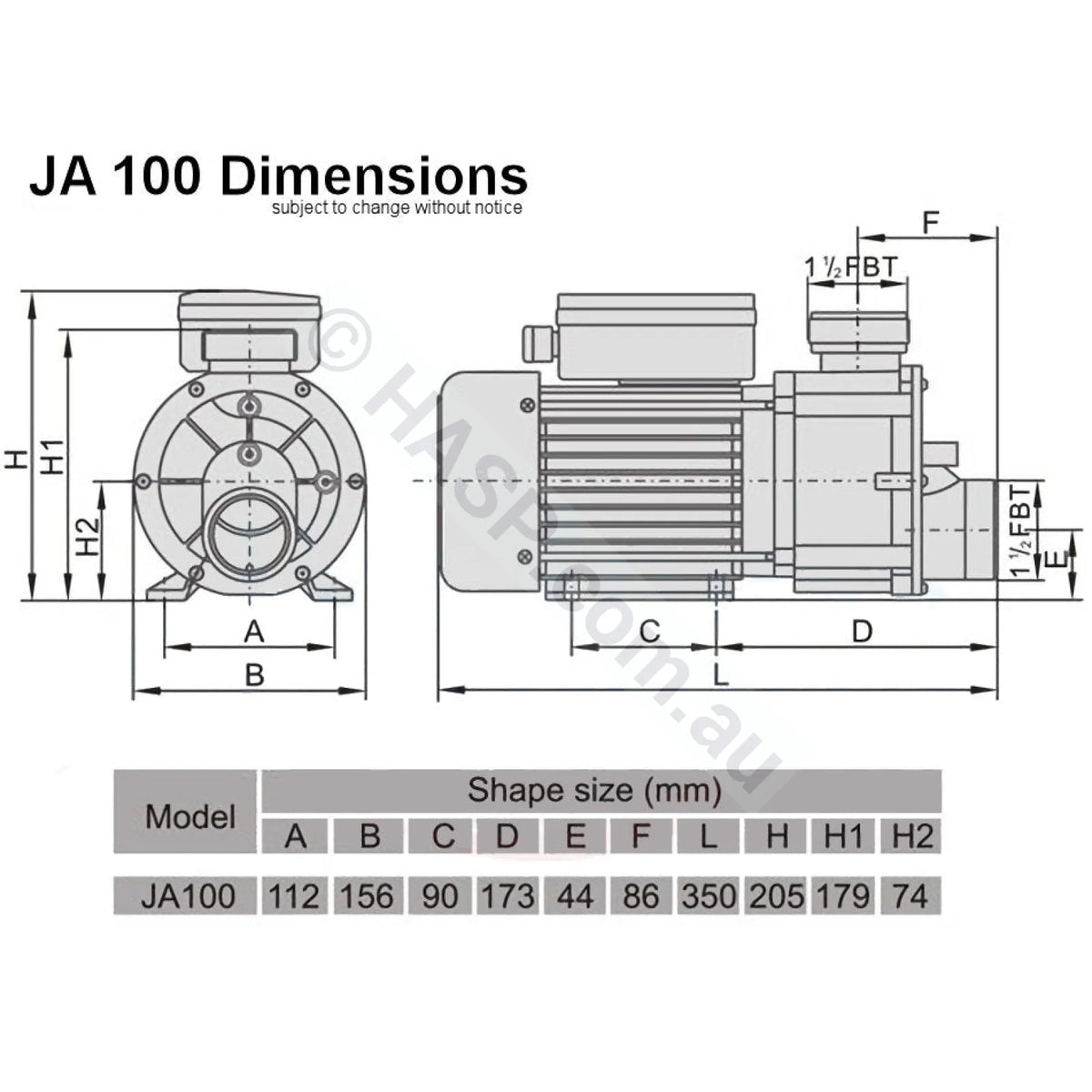 LX Whirlpool JA100 Spa Circulation Pump - 1.0HP - Replaces DXD 310 EA 350 TDA 100 DH 1.0 Circulation / Filtration Pumps
