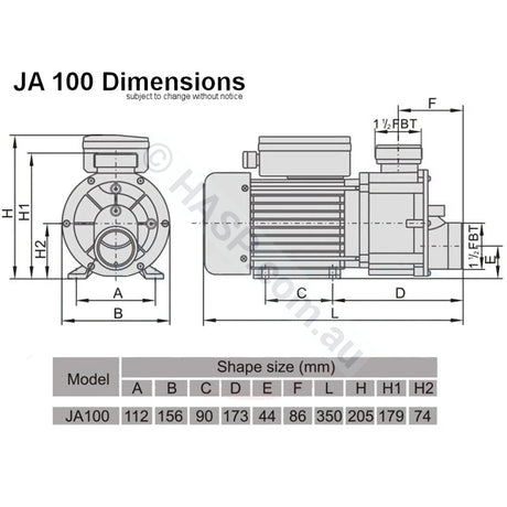 LX Whirlpool JA100 Spa Circulation Pump - 1.0HP - Replaces DXD 310 EA 350 TDA 100 DH 1.0 Circulation / Filtration Pumps