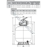 Madimack EliteClear Media / Sand Filter dimensions