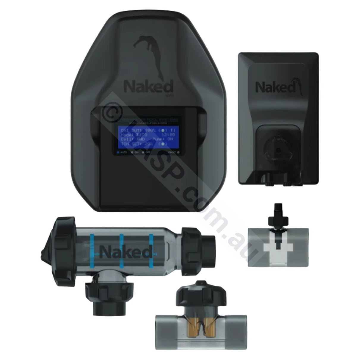 Naked MINI Freshwater Spa Sanitising System Top - Naked MINI w/ pH + HP Cables