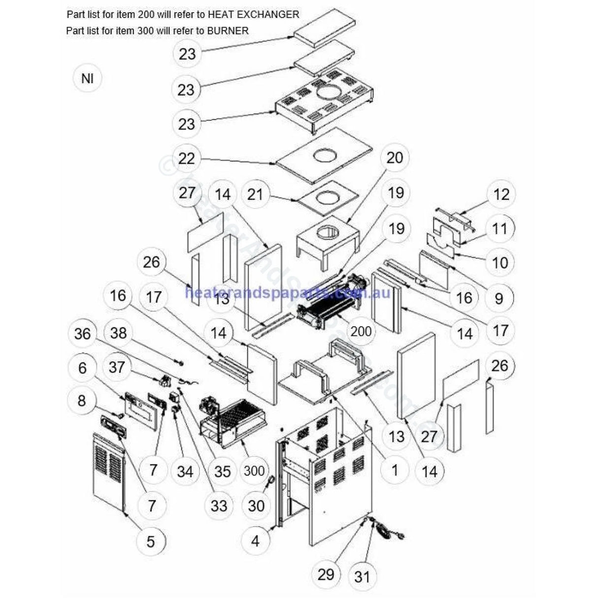 Raypak 127 &167 Gas Heater Spare Parts - Heater and Spa Parts