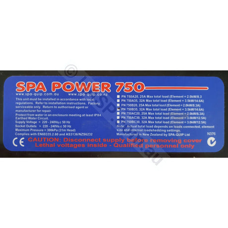 Spa Power SP 750 Spa Control System - Spa-Quip - Repairs and Parts - Heater and Spa Parts