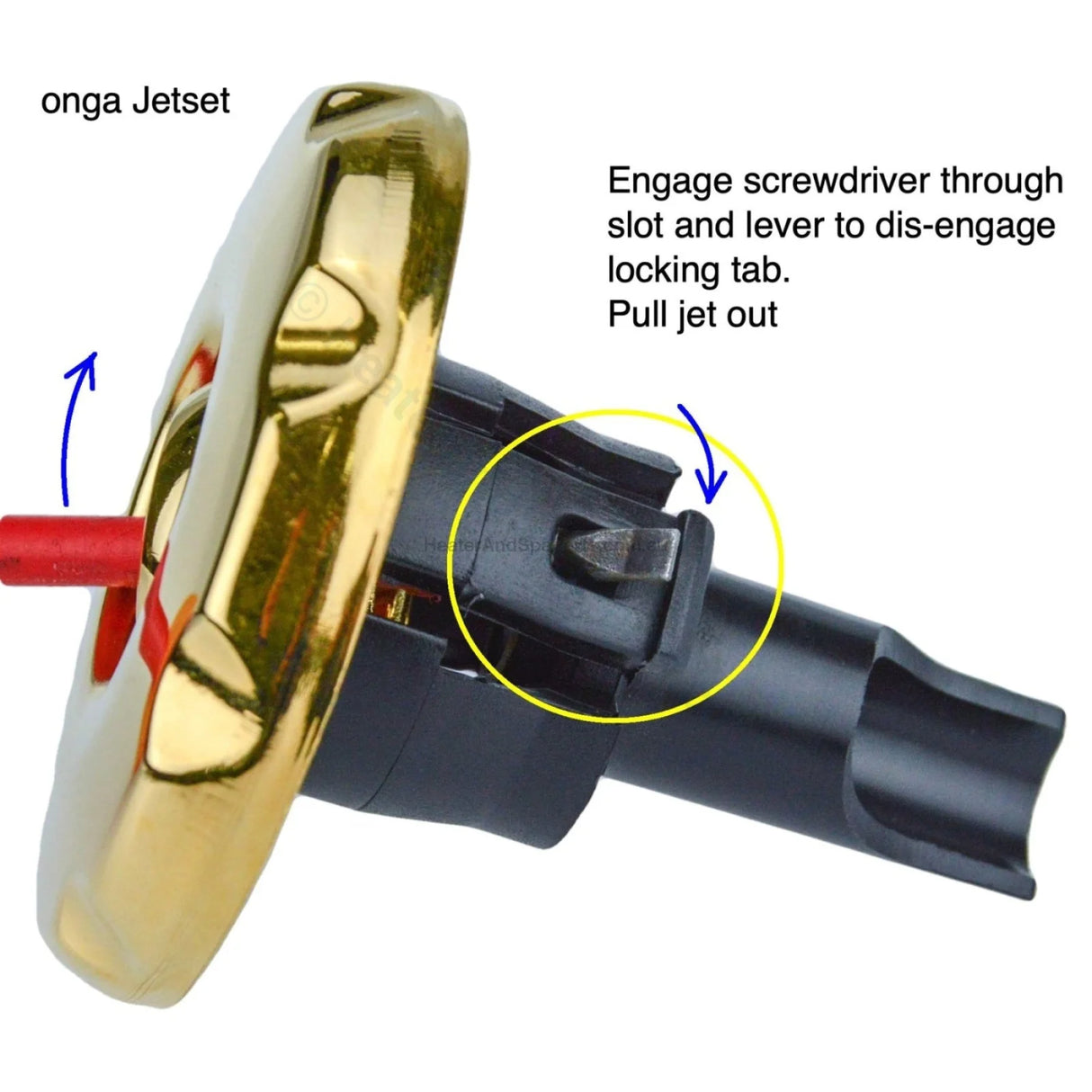 Onga Jetset and Jetstream Spa bath Jets - 69mm - Gold - OBSOLETE - Heater and Spa Parts