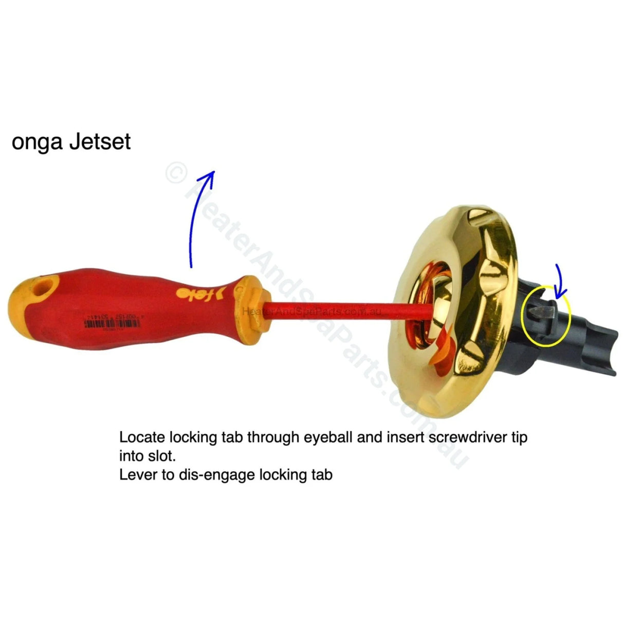 Onga Jetset and Jetstream Spa bath Jets - 69mm - Gold - OBSOLETE - Heater and Spa Parts