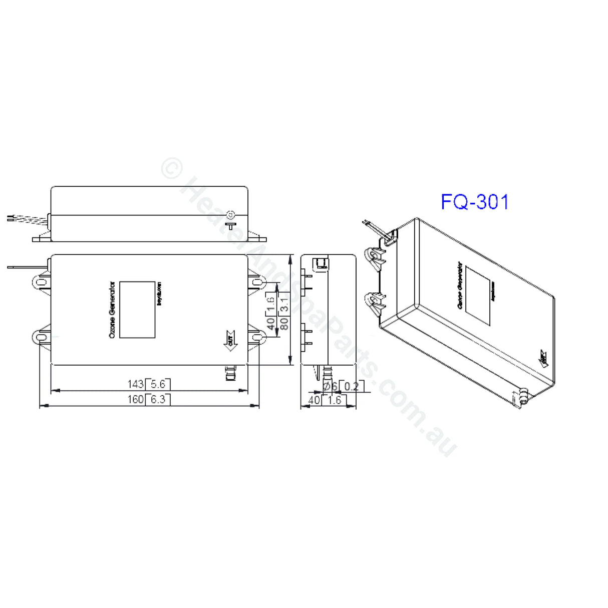 Oozone Beyok Fq-160 / Fq-200 Fq-220 Fq-301 Ozonator Ozone Generator - Nla