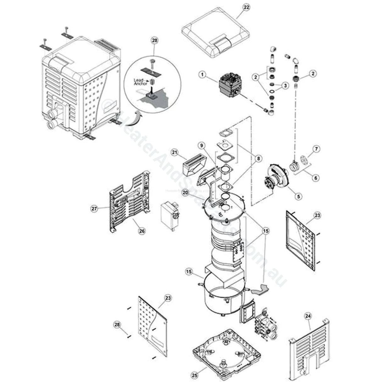 Pentair Mastertemp Gas Heater Spare Parts - Burner System - Heater and Spa Parts
