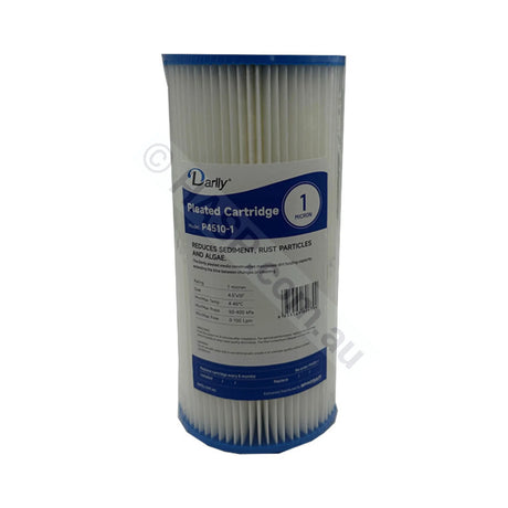 Pleated Sediment water filter cartridge, 1 micron, 4.5" x 10" Big Blue (FC-P4510-1)