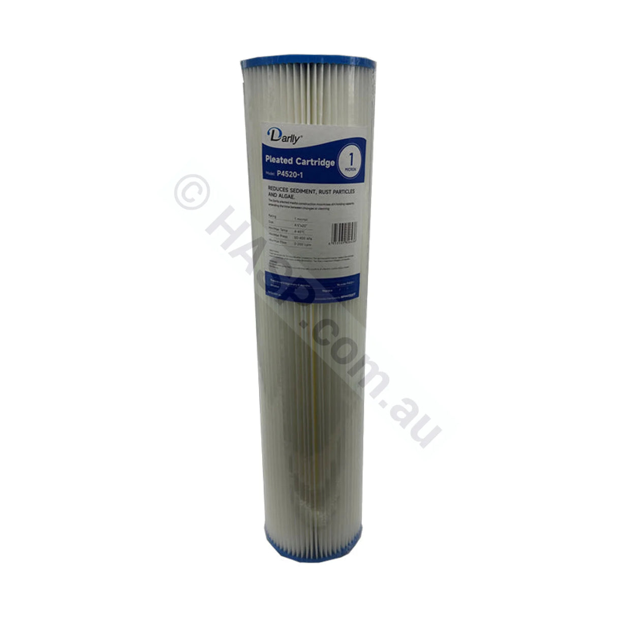 Pleated Sediment water filter cartridge, 1 micron, 4.5" x 20" Big Blue (FC-P4520-1)