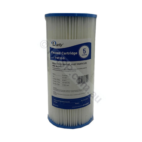 Pleated Sediment water filter cartridge, 5 micron, 4.5" x 10" Big Blue (FC-P4510-5)