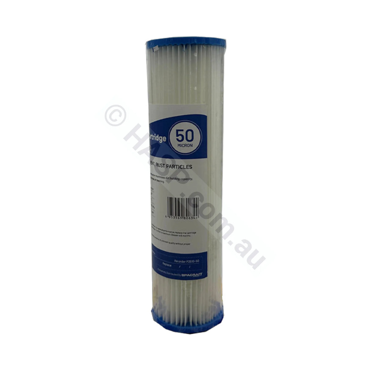 Pleated Sediment water filter cartridge, 50 micron, 2.5" x 10" Slimline (FC-P2510-50)