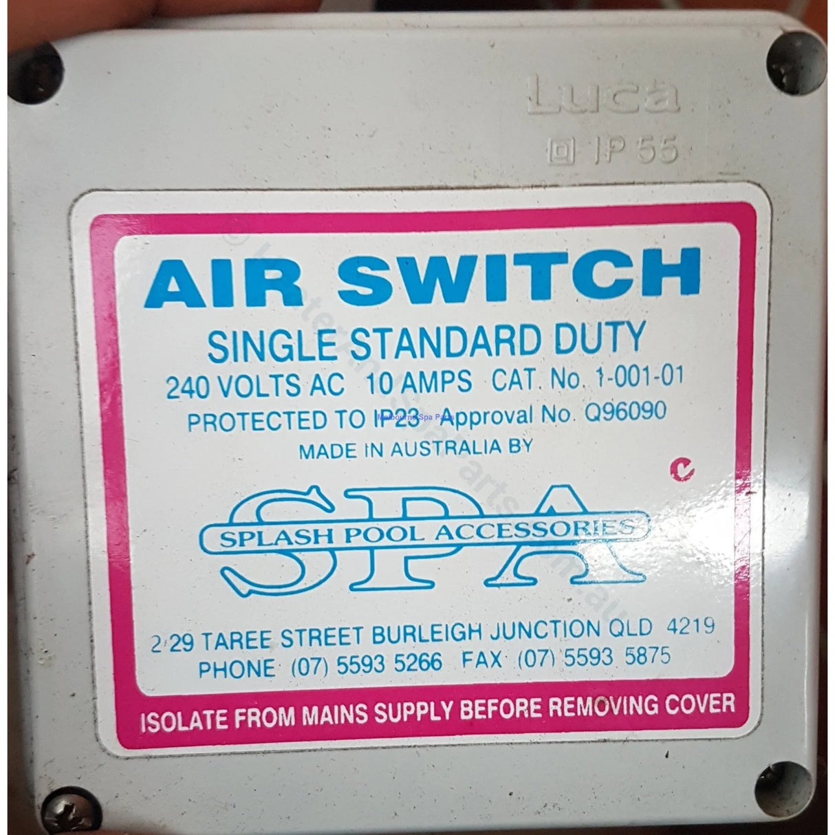 Air Switch - Single - 10A or 15A - Also Dega Replacement - Heater and Spa Parts