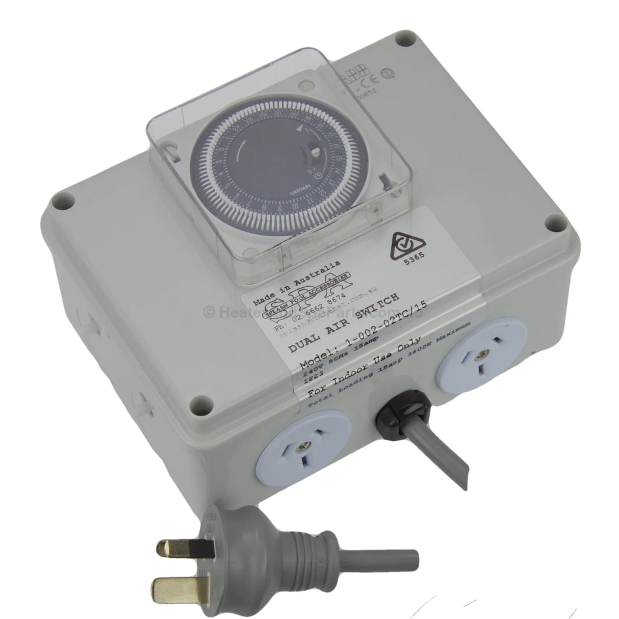 Air Switch - Double with time clock / Dual Air Switch with Timer - Heater and Spa Parts
