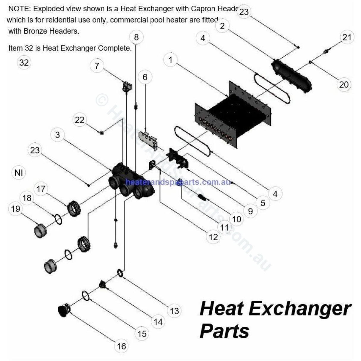 Raypak 200, 280, 350, 430 Gas Pool Heater Spare Parts with Diagrams - also RP2100 - Heater and Spa Parts