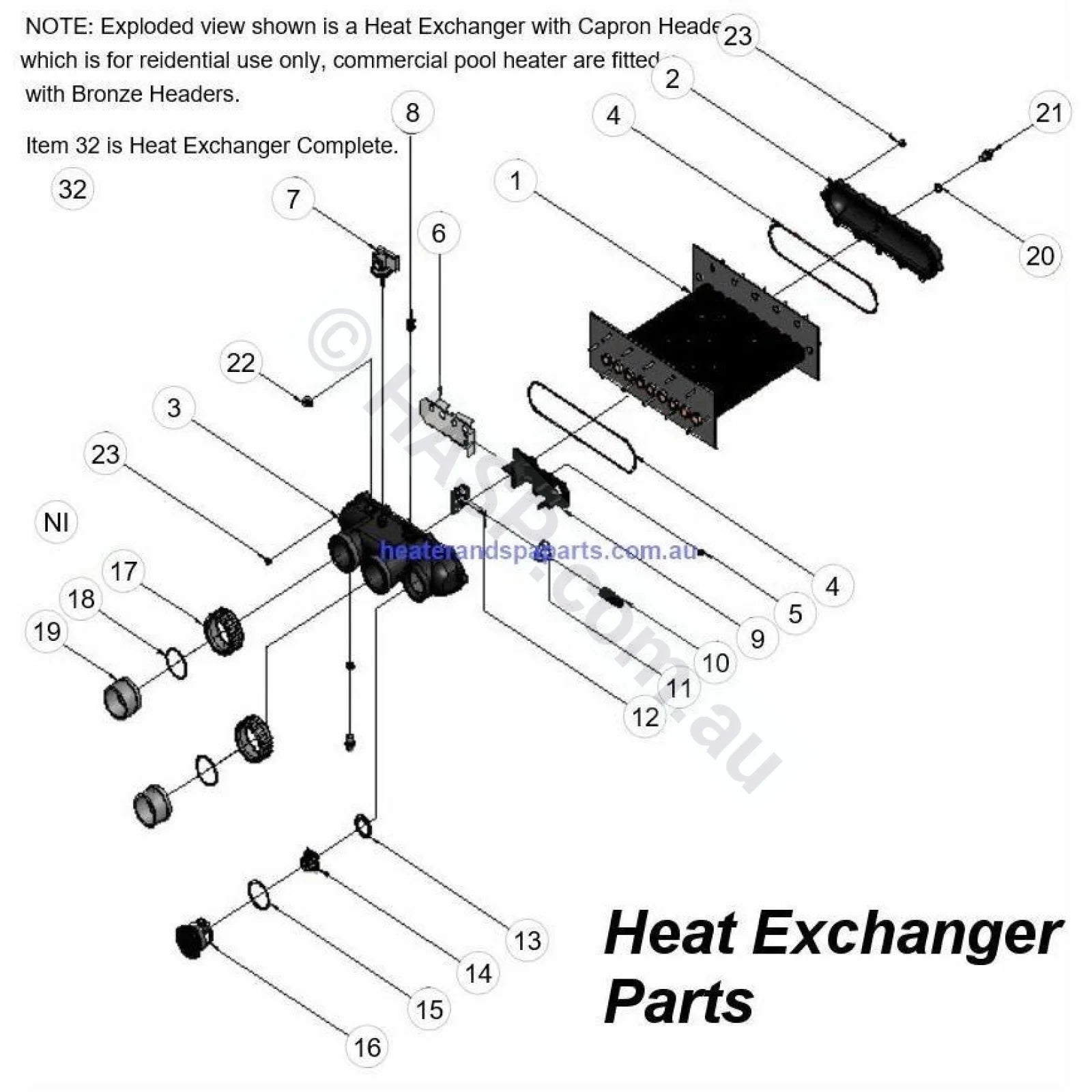 Raypak 200, 280, 350, 430 Gas Pool Heater Spare Parts with Diagrams - also RP2100 - Heater and Spa Parts