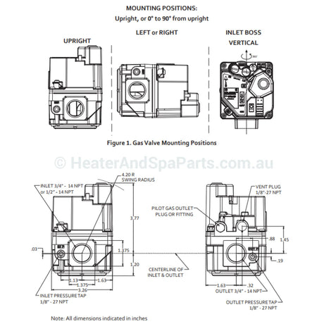 White Rodgers 36H32-409 24V Gas Valve - Raypak since 2019 - Heater and Spa Parts