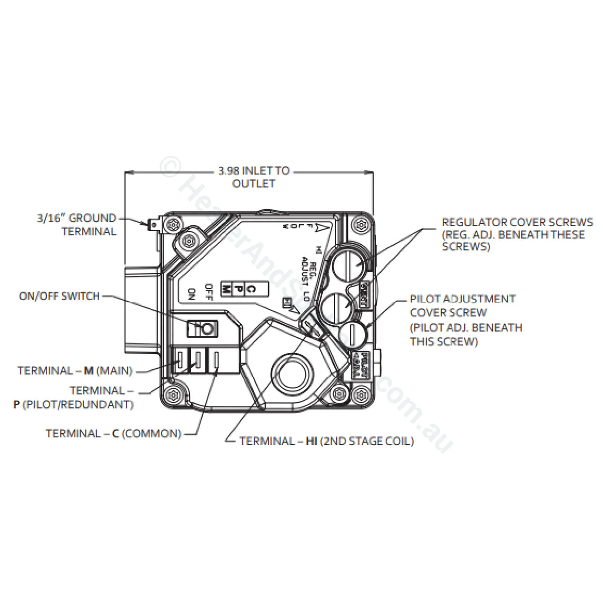 White Rodgers 36H32-409 24V Gas Valve - Raypak since 2019 - Heater and Spa Parts