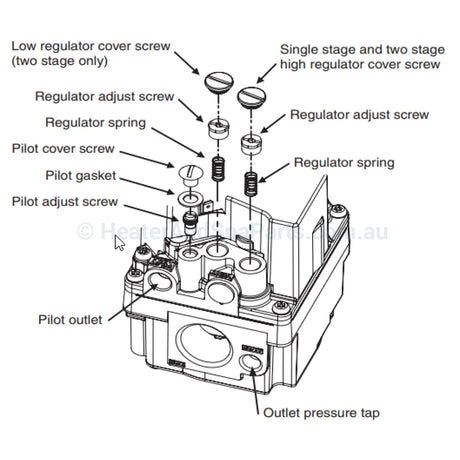 White Rodgers 36H32-409 24V Gas Valve - Raypak since 2019 - Heater and Spa Parts