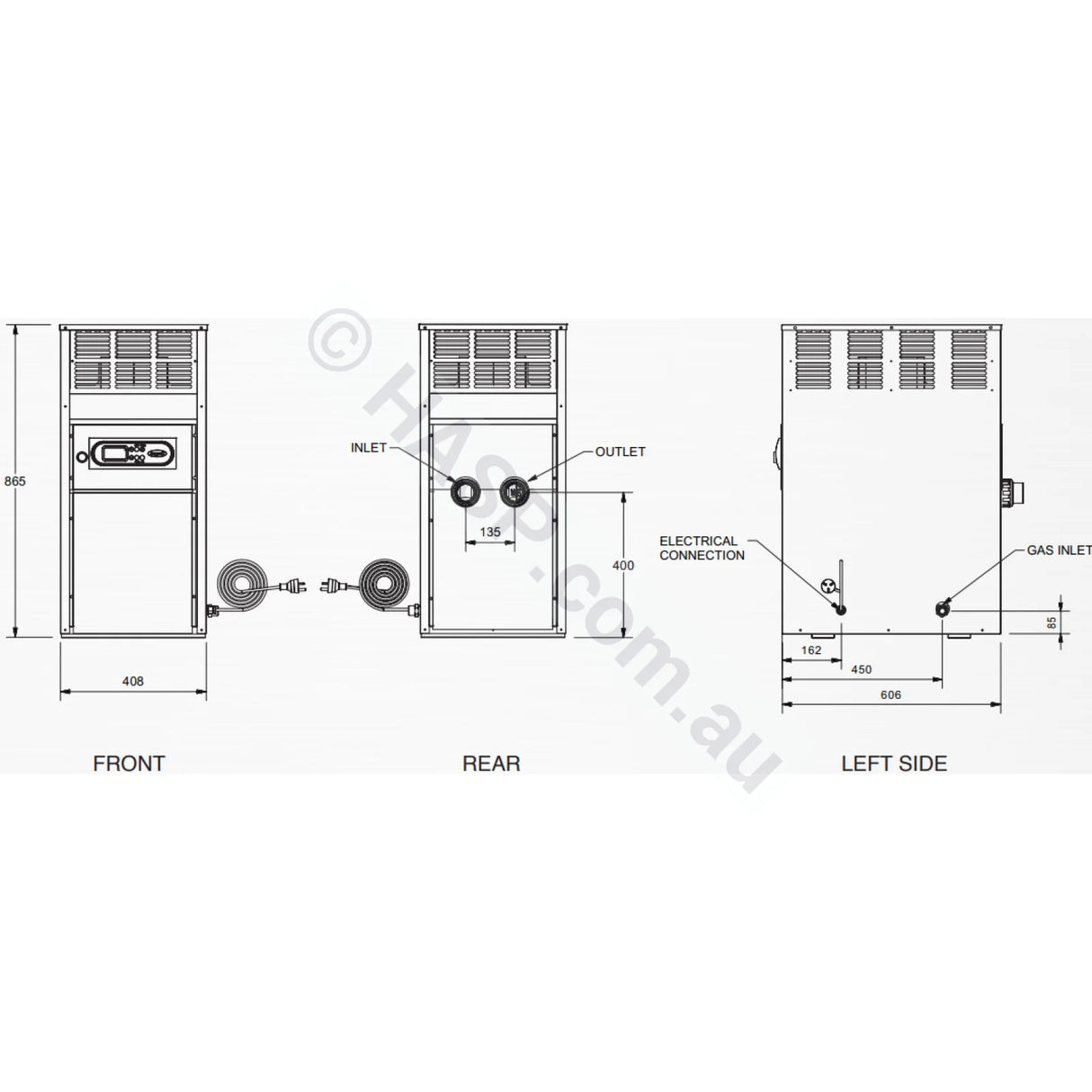 Raypak Spartan 131 Natural Gas Spa Heater (Residential) – 24kW / 120MJ Outdoor Heater