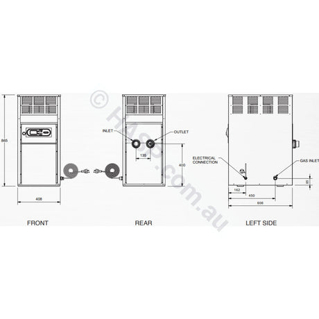 Raypak Spartan 131 Natural Gas Spa Heater (Residential) – 24kW / 120MJ Outdoor Heater