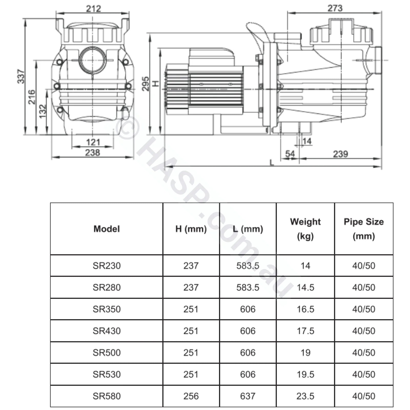 Sensapool SR280 1.2hp - Astralpool CTX 280 Retrofit - also Hurlcon CX 240 / TX 1.0