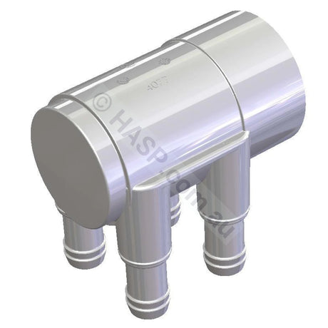 Spa Jet Manifold - 50mm pipe to 3/4"/19mm Jet Hose - 4 Port with End Cap - Heater and Spa Parts