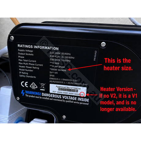SpaNET SV2 SV3 SV4 V2 Heaters - Variable Output Heater Assemblies - 3000w 5500w 6000w - heater parts