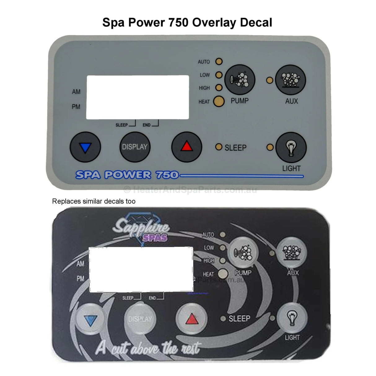 Spaquip Spa Power 750 Touchpad Control Panel Keypad - Overlay Decal Sticker - Heater and Spa Parts