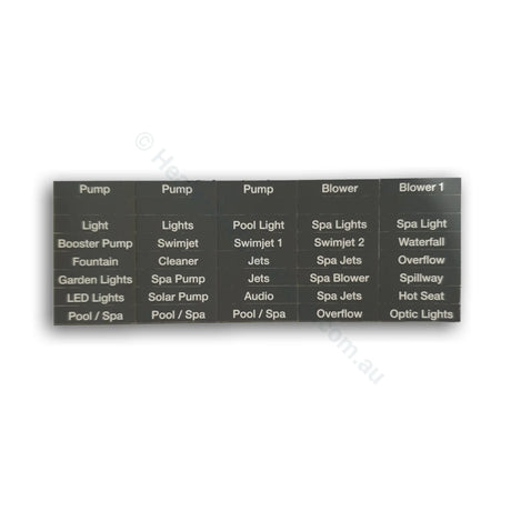 Sticker Labels for Hurlcon Astralpool Genus 3 4 and Plus 4 Remote Control Panels - Heater and Spa Parts