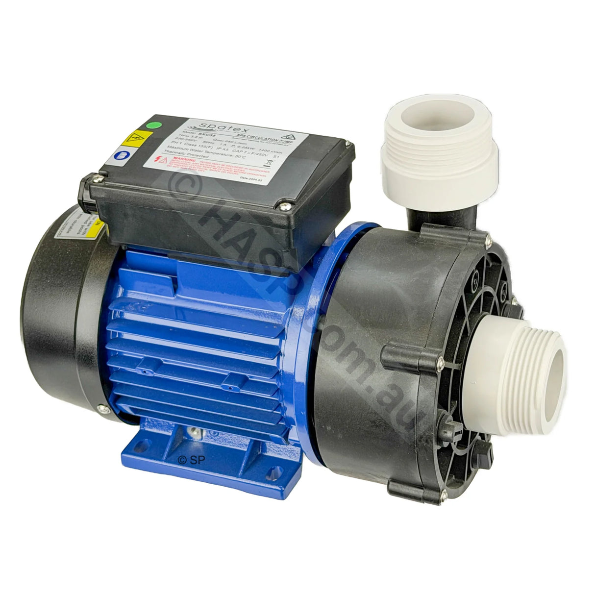 SXC35 Spa Circ Pump EcoSpa - 1/3hp - Spatex Universal - Offset Unions - Aquaflo Circmaster Kit (SXC35 w/ Adapters)