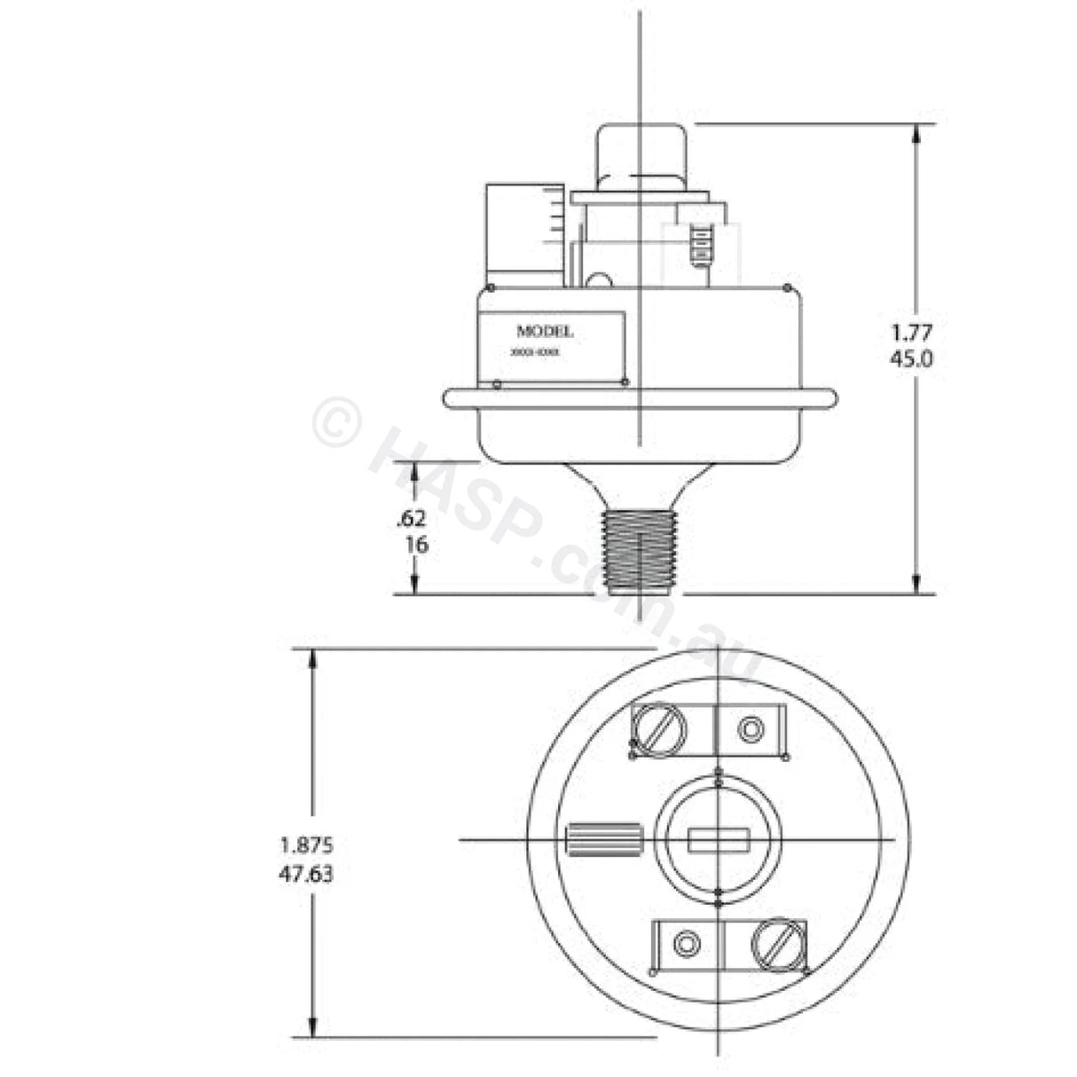 Tecmark Hydroquip Adjustable Pressure Switch - Universal - 1/8’’ NPT - 3902 3903 Electronic Parts