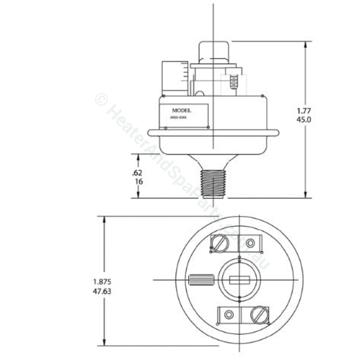 Tecmark Hydroquip Adjustable Pressure Switch - Universal - 1/8’’ NPT - 3902 3903 Electronic Parts