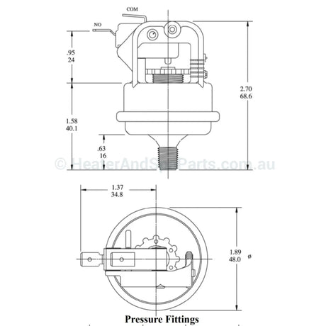 Tecmark & Hydroquip Water Pressure Switch - Pentair Raypak and Others - Heater and Spa Parts